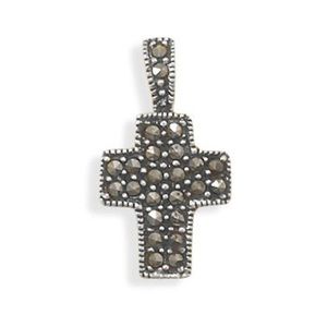 Marcasite Cross Small Pendant - Sterling Silver